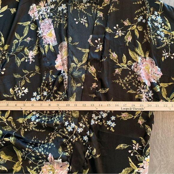 ACCESSORY STREET Short Kimono Women’s OS Black Pink White Floral Open Front. - Picture 8 of 11